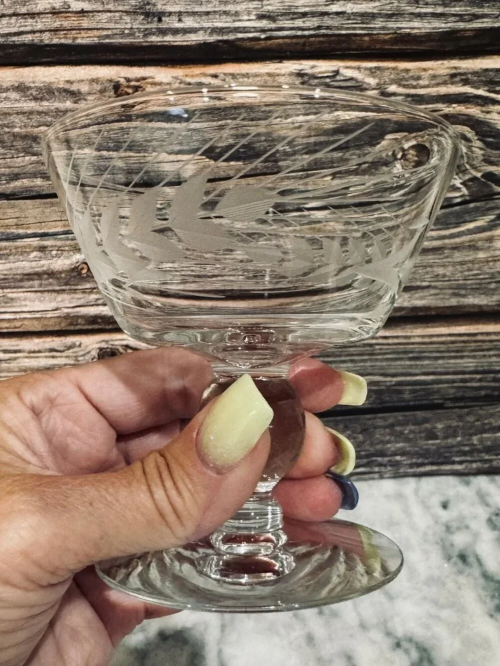 Set of 4 Vintage Libbey Glass Etched Wheat Pattern Sherbert/Champagne Glasses